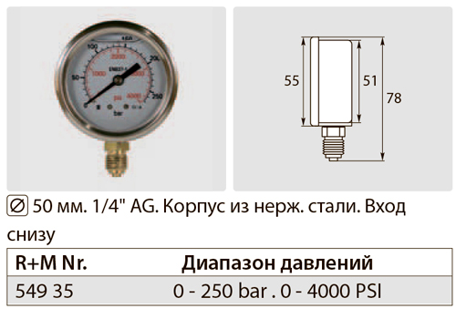 �������� 50��, 0-250 ���, 1/4